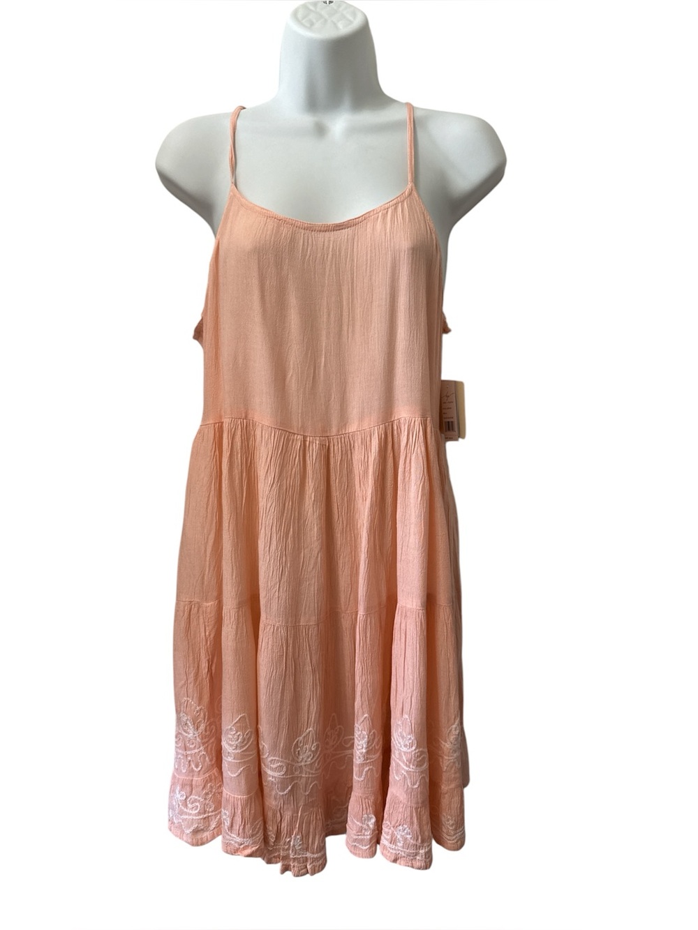 Kiwi + Punch Peach Tiered Spaghetti Strap Sundress NWT size medium